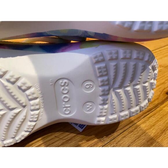 NWT Crocs Rainbow Pastel Tie Dye Platforms Clogs Slip On Unisex Multicolor Sz 9 - Picture 4 of 5